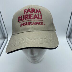 Farm Bureau Insurance Tan Baseball Hat Cap Adjustable Hook & Loop